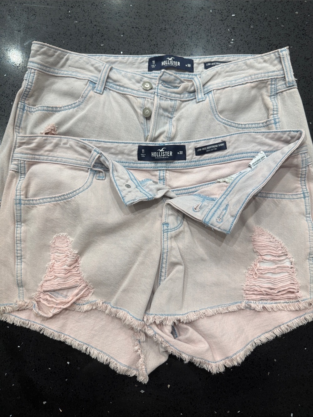 Hollister Light Pink Distressed Denim Jean Shorts